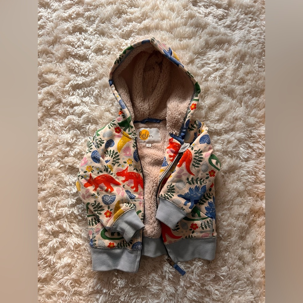 Mini Boden dinosaur zip up hoodie, barely worn